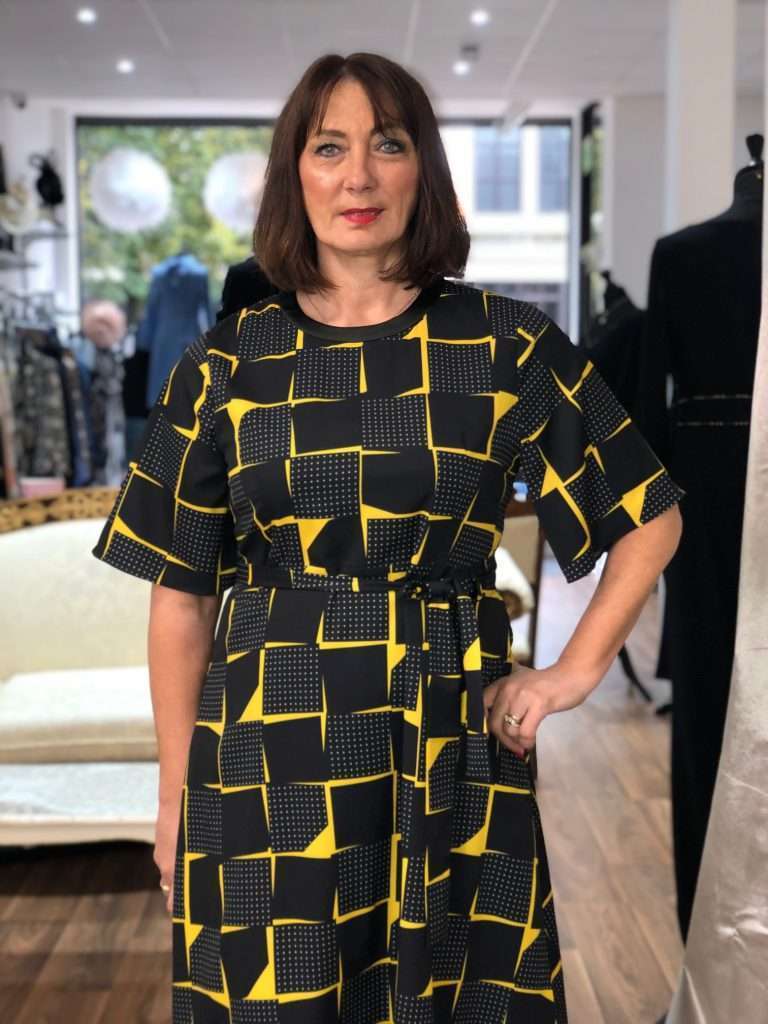 Darling Spot the Dot Yellow Round Neck Print Dress