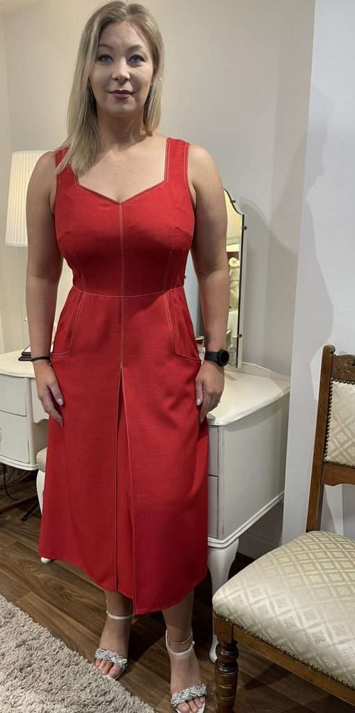 Camelot Red Sleeveless Linen Look Dress