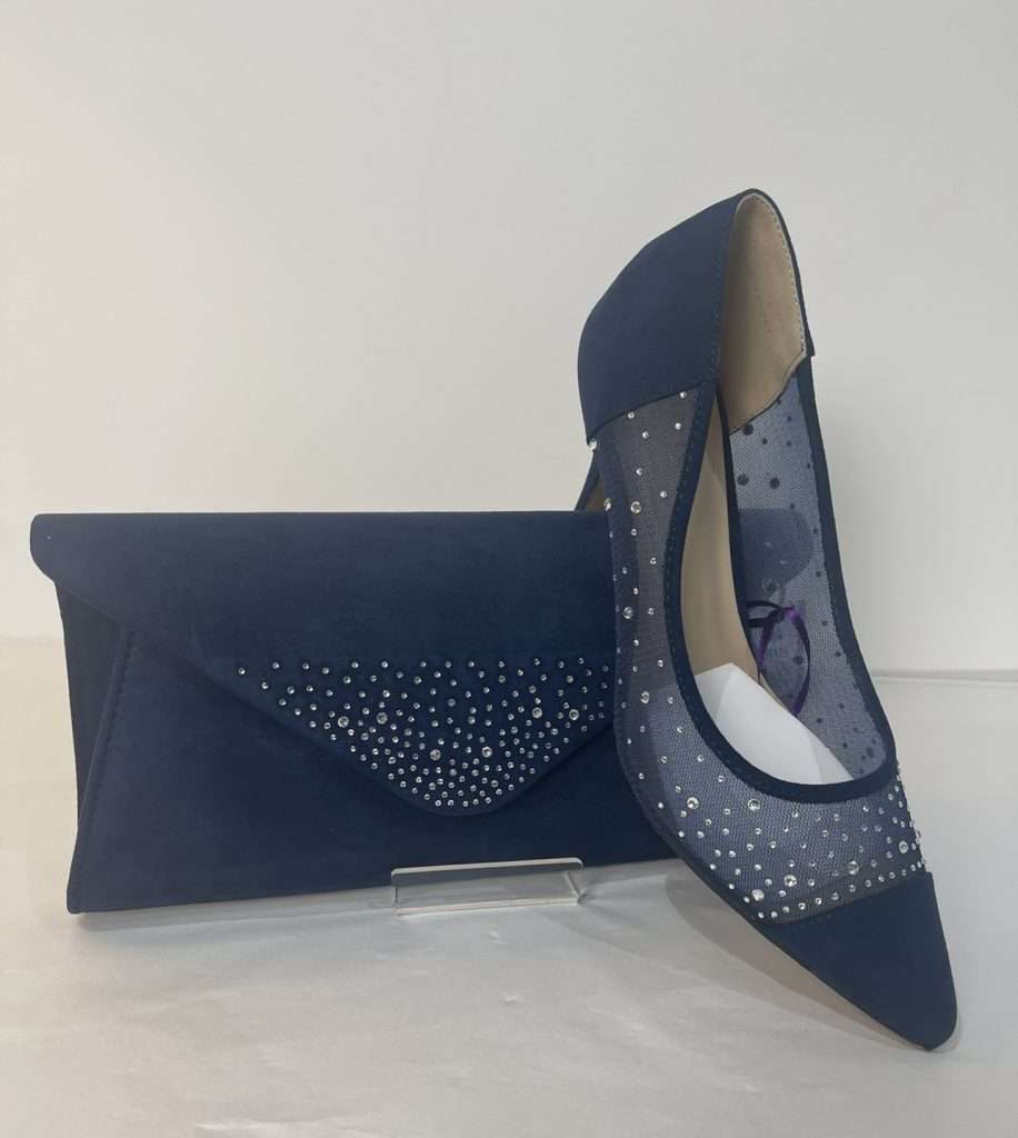 Lotus Maria Shoe in Black or Navy Diamante