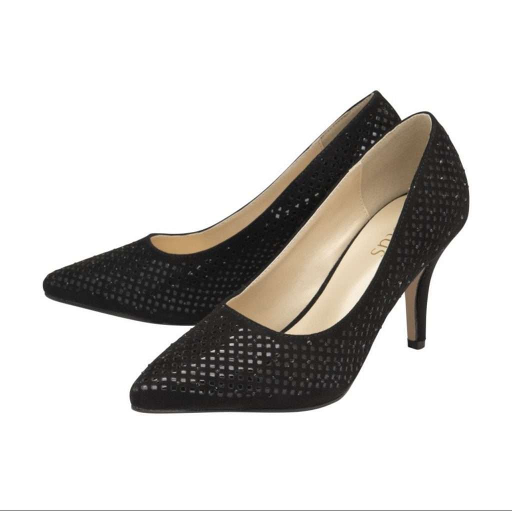 Lotus Kayla Court Shoe in Black Diamante or Navy Diamante