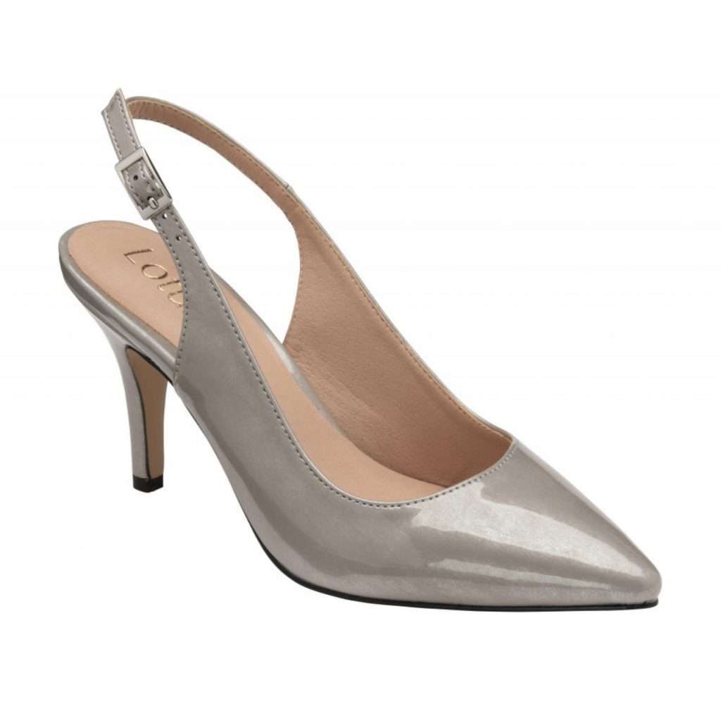 Lotus Grey Pearl Patent Remy Slingback Court Shoes