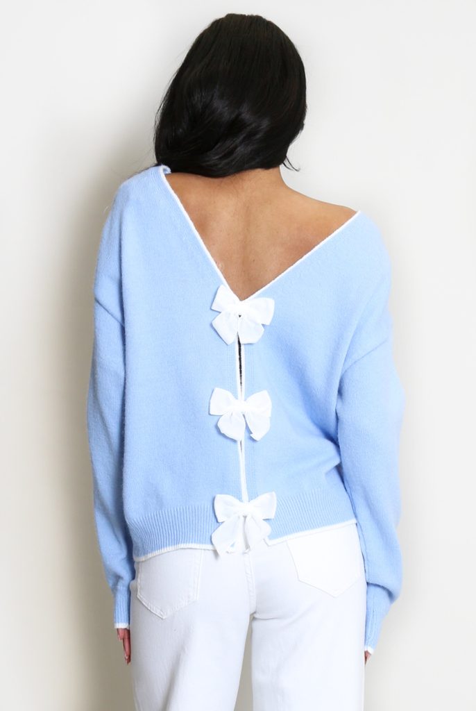 Sadie Blue Bow Back Sweater