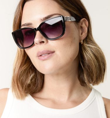 Lulu - Large Cat Eye Gold Detail Sunglasses