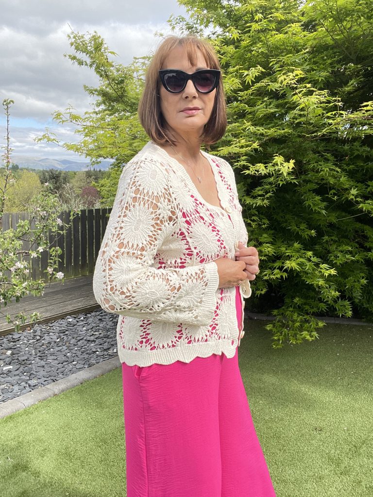 Crystal - Flower Crochet Scalloped Edge Cardigan
