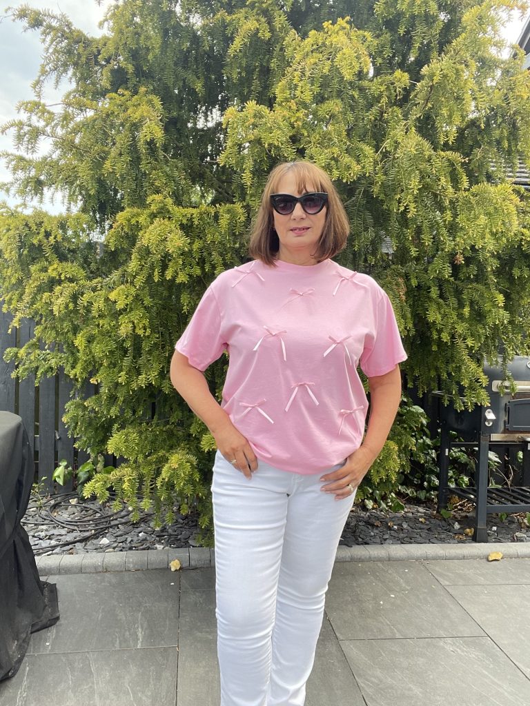 Molly Pink Ribbon Bow T Shirt
