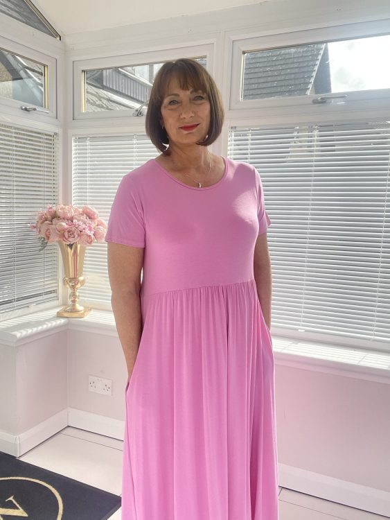 Lexie Bubblegum Pink Tiered Midi Dress