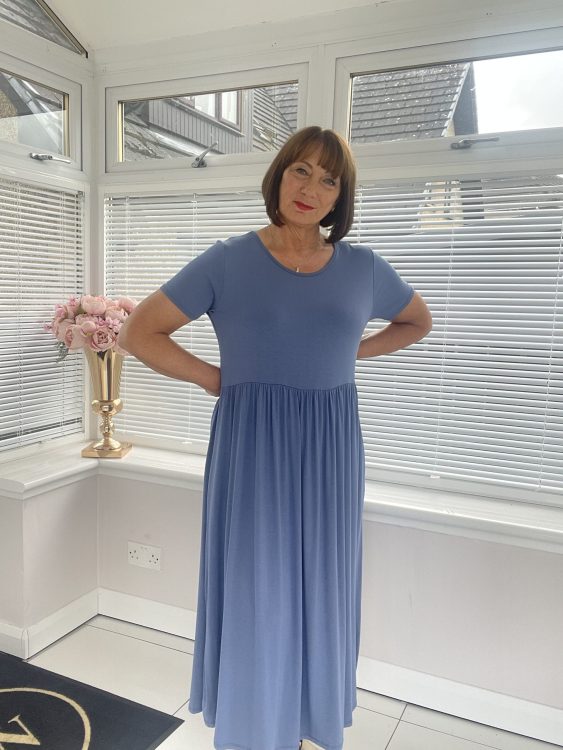 Lexie Denim Blue Tiered Midi Dress