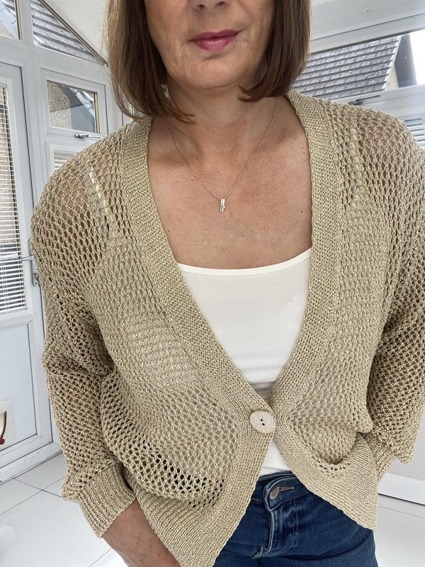 Lou - Gold Button Lurex Knit Cardigan