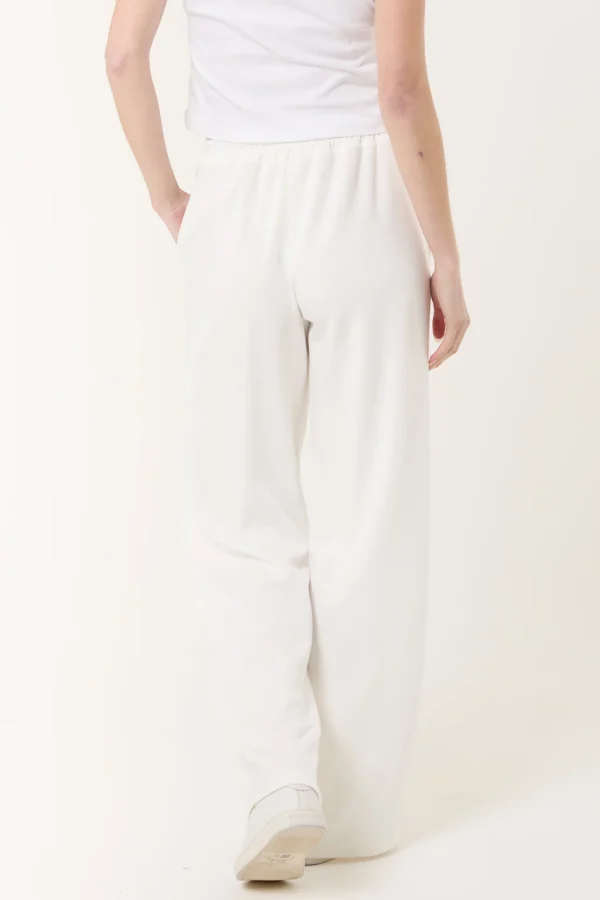 Fran - Crease- Front Sweat Style Trousers in White