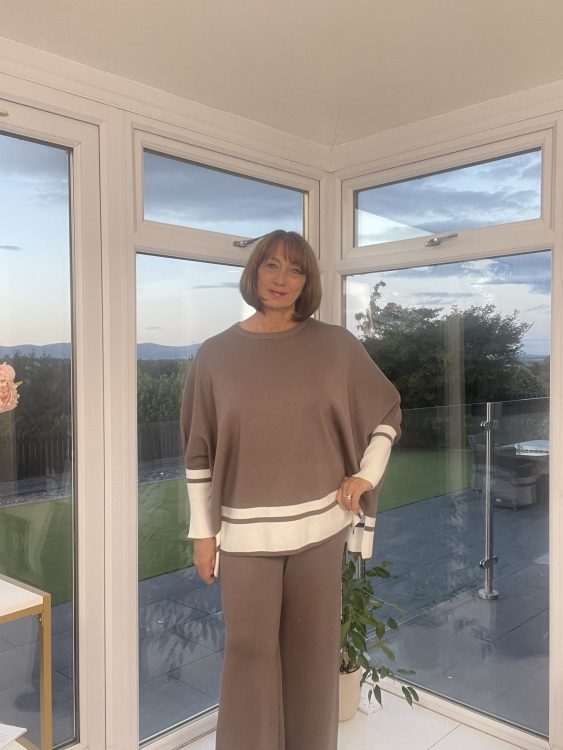 Rosie - Grey Border Striped Edge Co-ord Set