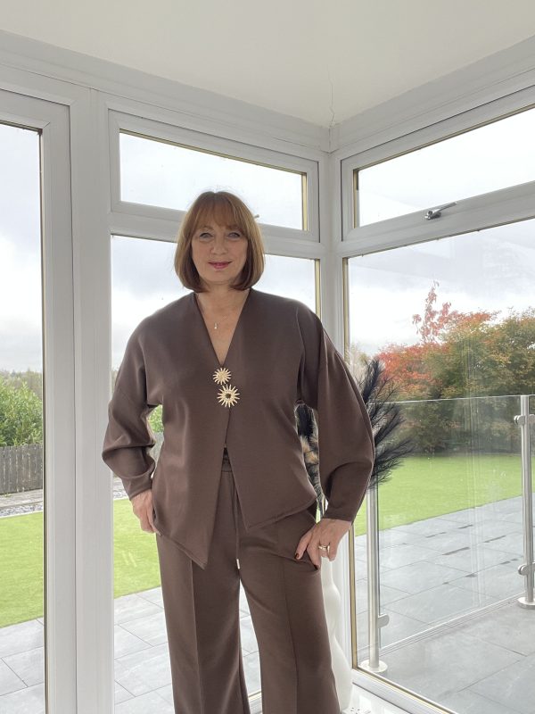 Trudy Asymmetric Top Set in Chocolate or Navy