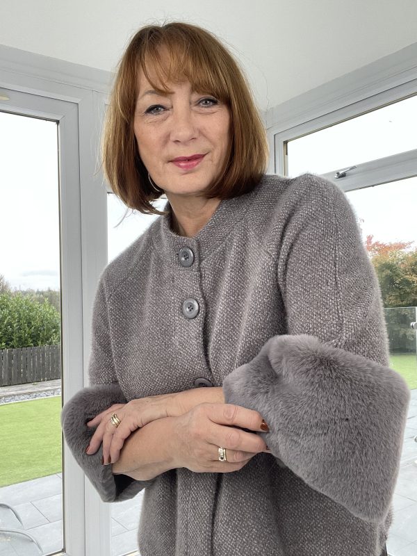 Diana Grey Faux Fur Cuffed Jacket