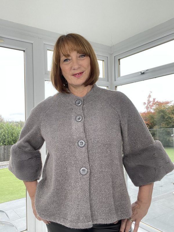Diana Grey Faux Fur Cuffed Jacket
