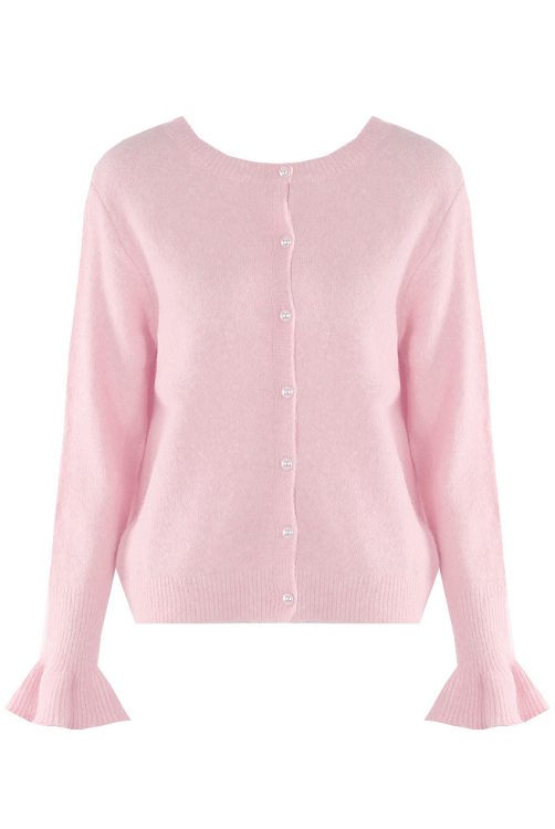 Rose Fluted Cuff with Pearl Button Cardigan